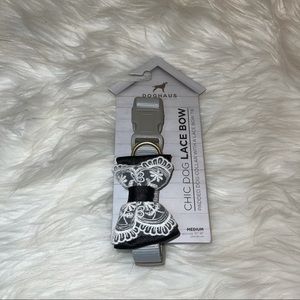 NWT Doghaus Gray Lace Bow Princess Clip Collar Medium